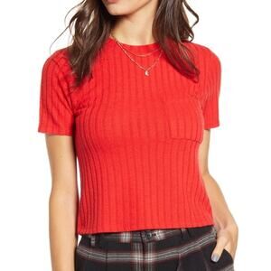 5/$25 BP x Claudia Sulewski Wide Ribbed Red Baby Tee Sweater  M